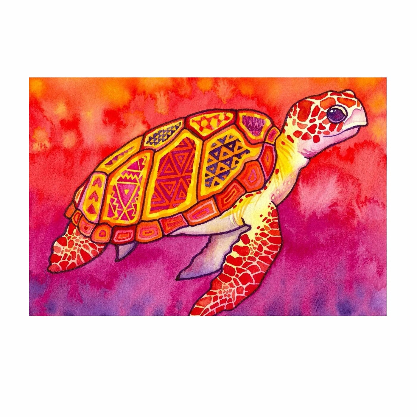 Turtle Painting - Pastell | Paradis – Tortue Paradise, image size:1400x1400
