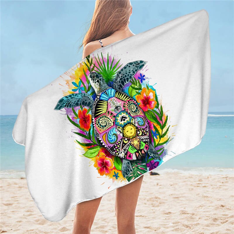 TDCQQGQQ Beach Towel With Turtle Design - Soft, Quick-Dry Towel For Pool & Beach
