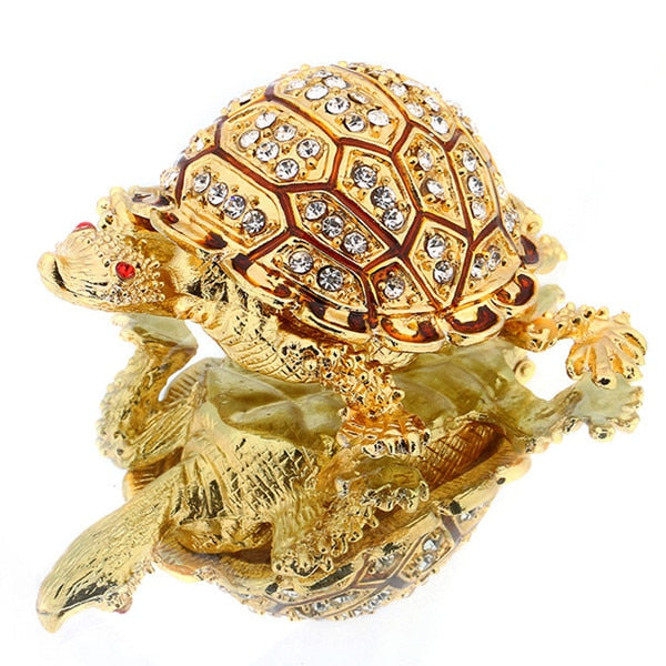 Boîte À Bijoux Tortue, Étincelants Détails Fins En Alliage De Zinc Boîte À Bijoux Tortue, Étincelants Détails Fins En Alliage De Zinc
