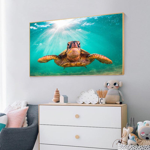 Affiche Tortue de Mer - Turquoise