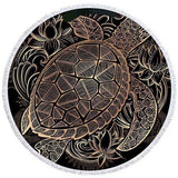 Serviette de plage ronde tortue chimère