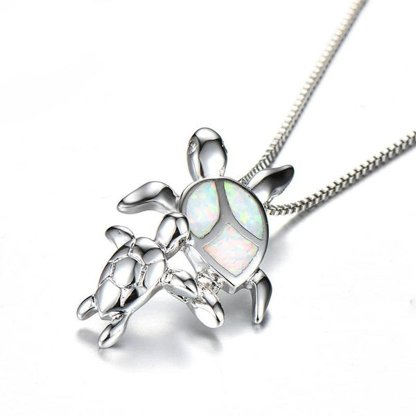 Pendentif Tortue - Mom & Baby (Argent)